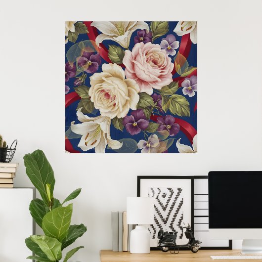 Floral Pattern Poster (Thuiskantoor)
