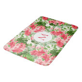 Floral Pattern Red Hibiscus Monogram Bath Mat (Gekanteld)