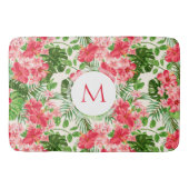 Floral Pattern Red Hibiscus Monogram Bath Mat (Voorkant)