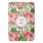 Floral Pattern Red Hibiscus Monogram Bath Mat (Voorkant Verticaal)
