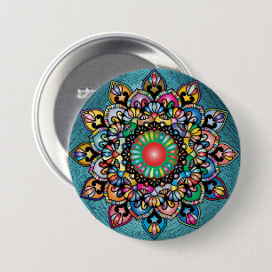 Floral Pattern Ronde Button 7,6 Cm
