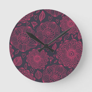 Floral Pattern Ronde Klok