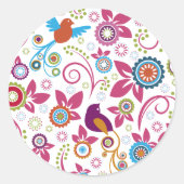 Floral Pattern Ronde Sticker (Voorkant)