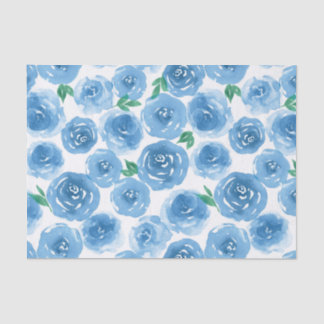 Floral Pattern Roos Cute Girly Blue Waterverf Tissuepapier