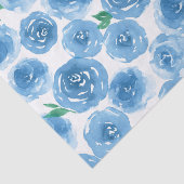 Floral Pattern Roos Cute Girly Blue Waterverf Tissuepapier (Detail)
