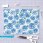 Floral Pattern Roos Cute Girly Blue Waterverf Tissuepapier (Craft)