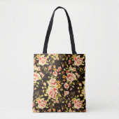 Floral Pattern roze roos, gele bloemen Tote Bag (Voorkant)