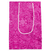 Floral Pattern roze Suede Leather Kijk Medium Cadeauzakje (Achterkant)