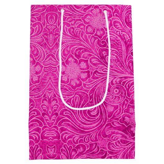 Floral Pattern roze Suede Leather Kijk Medium Cadeauzakje (Achterkant)