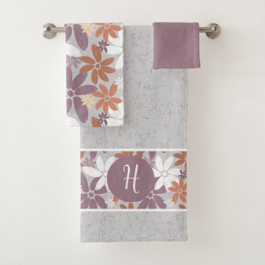 Floral Pattern Sapphic Lesbian Flag Monogram   Bad Handdoek (Insitu)