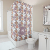 Floral Pattern Sapphic Lesbian Flag Monogram Douchegordijn (In situ)