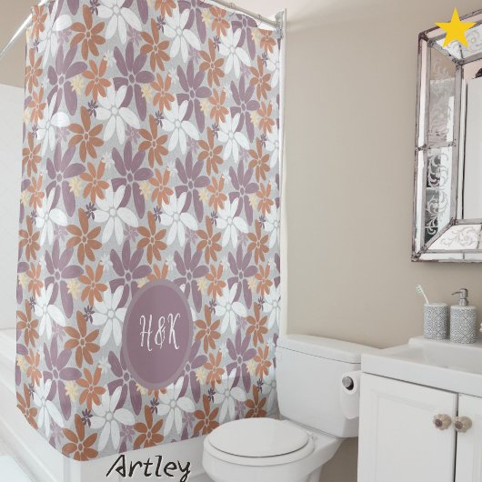 Floral Pattern Sapphic Lesbian Flag Monogram Douchegordijn