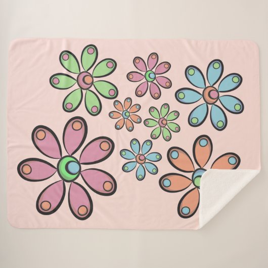 Floral Pattern Sherpa Blanket Sherpa Deken (Voorkant (horizontaal))