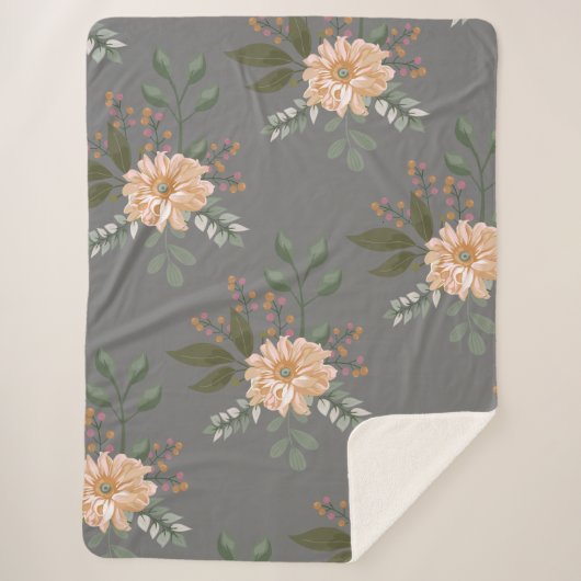 Floral Pattern Sherpa Blanket Sherpa Deken (Voorkant)