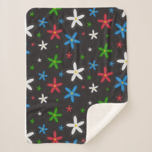 Floral Pattern Sherpa Deken