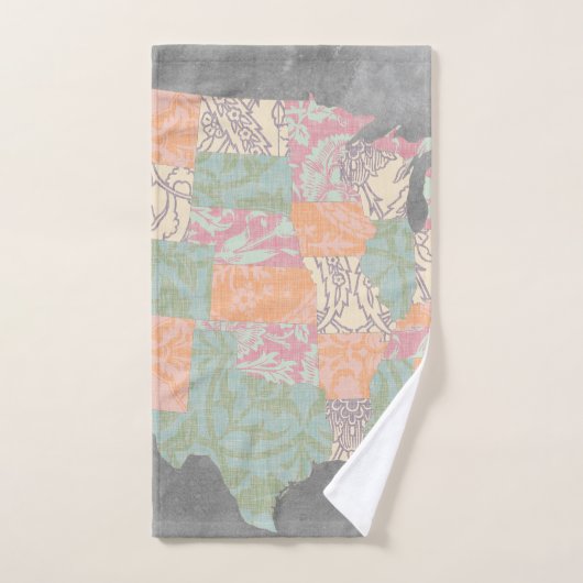 Floral Pattern States Map Bad Handdoek (Handdoek)