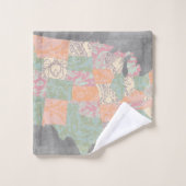 Floral Pattern States Map Bad Handdoek (Wasdoekje)