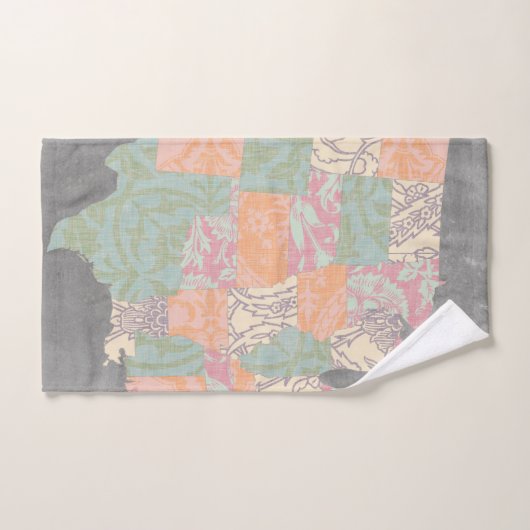 Floral Pattern States Map Bad Handdoek (Handdoek)