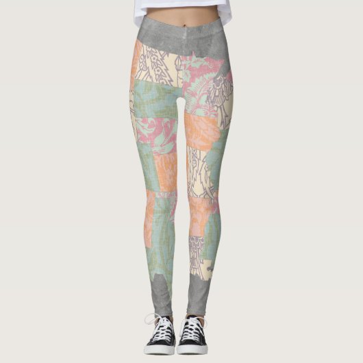 Floral Pattern States Map Leggings (Voorkant)
