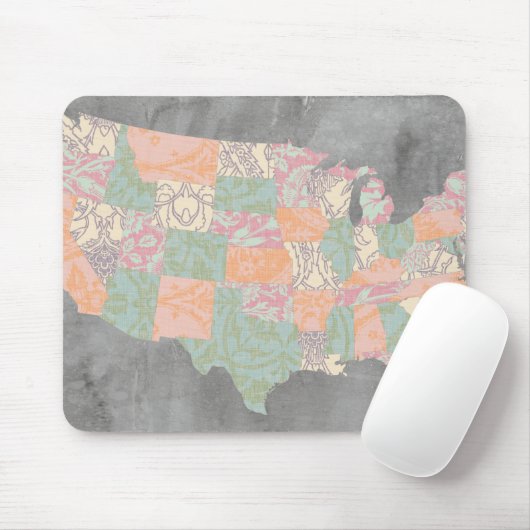Floral Pattern States Map Muismat (Met muis)