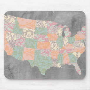 Floral Pattern States Map Muismat