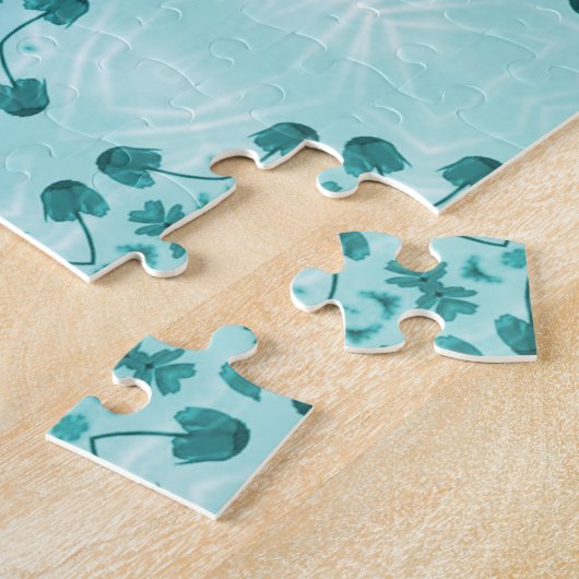 Floral Pattern, Teal Blue Legpuzzel (Zijkant)