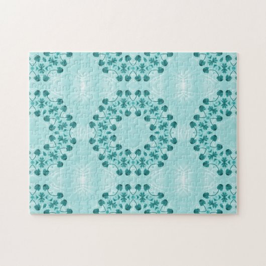 Floral Pattern, Teal Blue Legpuzzel (Horizontaal)
