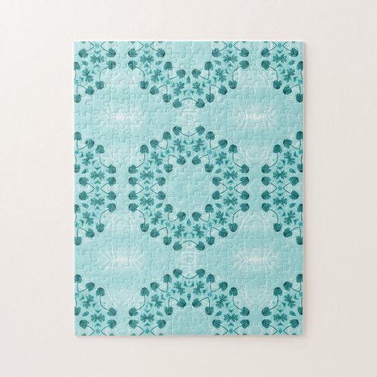 Floral Pattern, Teal Blue Legpuzzel (Verticaal)