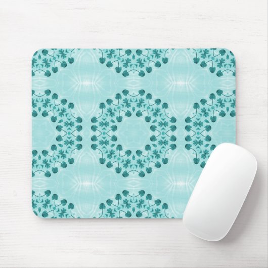 Floral Pattern, Teal Blue Muismat (Met muis)