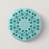 Floral Pattern, Teal Blue Ronde Button 5,7 Cm (Voorkant)