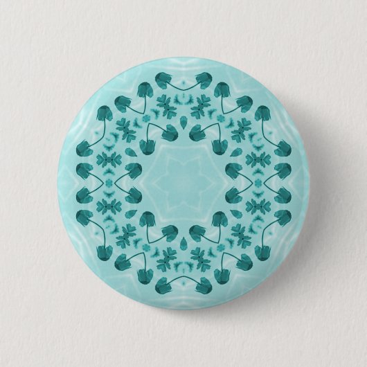 Floral Pattern, Teal Blue Ronde Button 5,7 Cm (Voorkant)