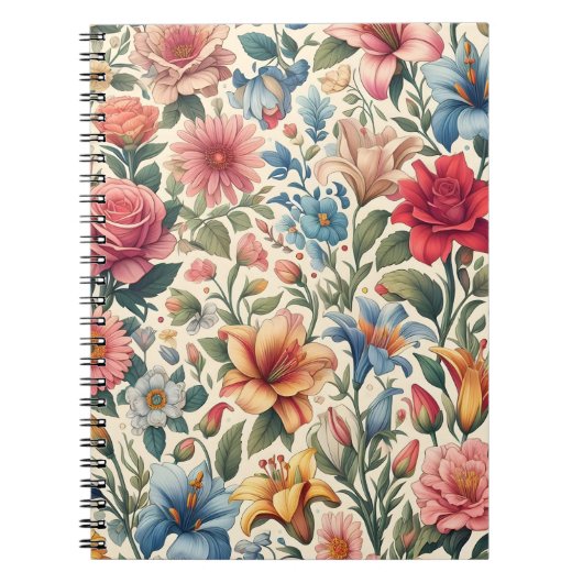 Floral Pattern Tegel Notitieboek (Voorkant)