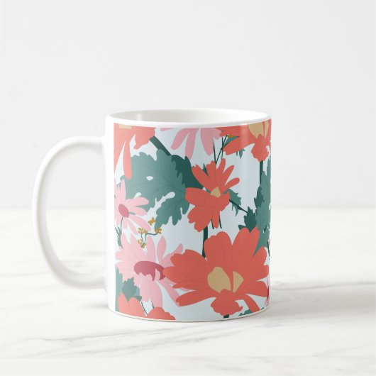 Floral Pattern Tekening Elegant Decorative Flowers Koffiemok (Links)