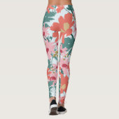 Floral Pattern Tekening Elegant Decorative Flowers Leggings (Achterkant)