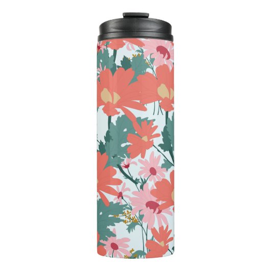 Floral Pattern Tekening Elegant Decorative Flowers Thermosbeker (Voorkant)