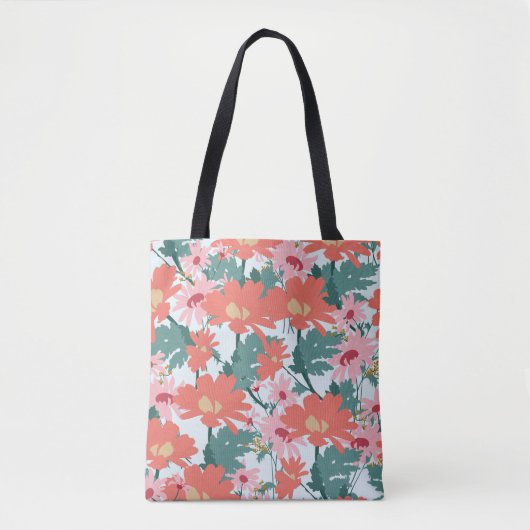 Floral Pattern Tekening Elegant Decorative Flowers Tote Bag (Voorkant)