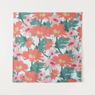 Floral Pattern Tekening Elegant Decorative Flowers Wandkleed