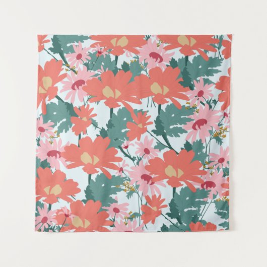 Floral Pattern Tekening Elegant Decorative Flowers Wandkleed (Voorkant)