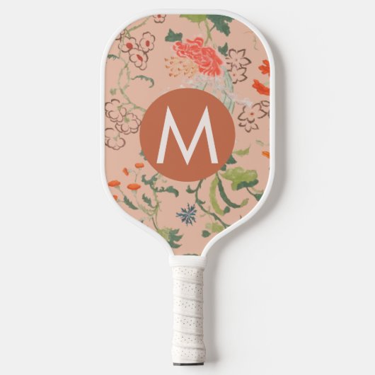 Floral Pattern Terracotta Monogram Pickleball Paddle (Voorkant)