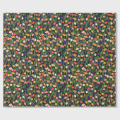Floral Pattern Tulps Green Stalks Flowers Cadeaupapier (Vlak)