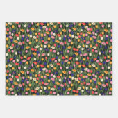 Floral Pattern Tulps Green Stalks Flowers Inpakpapier Vel (Voorkant 2)