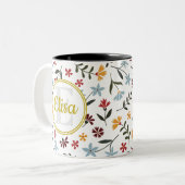 Floral Pattern Tweekleurige Koffiemok (Voorkant links)