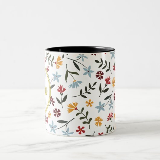 Floral Pattern Tweekleurige Koffiemok (Center)