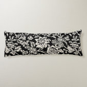 Floral Pattern van Black and Off-White Farmhouse Lichaamskussen (Achterkant)