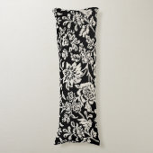 Floral Pattern van Black and Off-White Farmhouse Lichaamskussen (Voorkant Verticaal)
