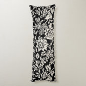Floral Pattern van Black and Off-White Farmhouse Lichaamskussen (Achterkant (Verticaal))