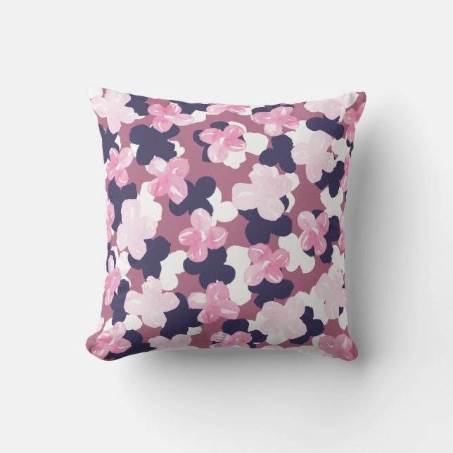 Floral Pattern van de Waterverf Artsy Pink Buitenkussen (Voorkant)