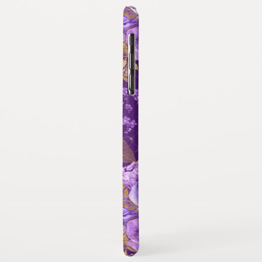 Floral Pattern van het Paarse en goudoliemonogram Case-Mate iPhone Case (Achterkant/links)