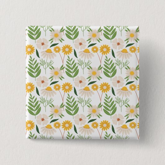 Floral Pattern Vierkante Button 5,1 Cm (Voorkant)