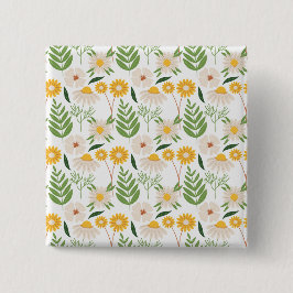 Floral Pattern Vierkante Button 5,1 Cm